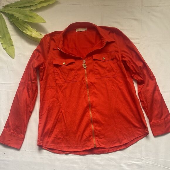 ⭐️MICHAEL Kors Long Sleeve Zip-up Shirt Blouse⭐️ - Picture 2 of 10